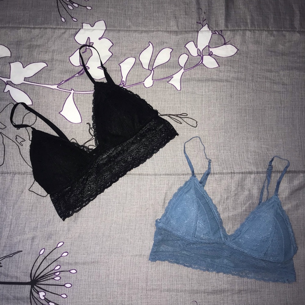 Two lace bralettes